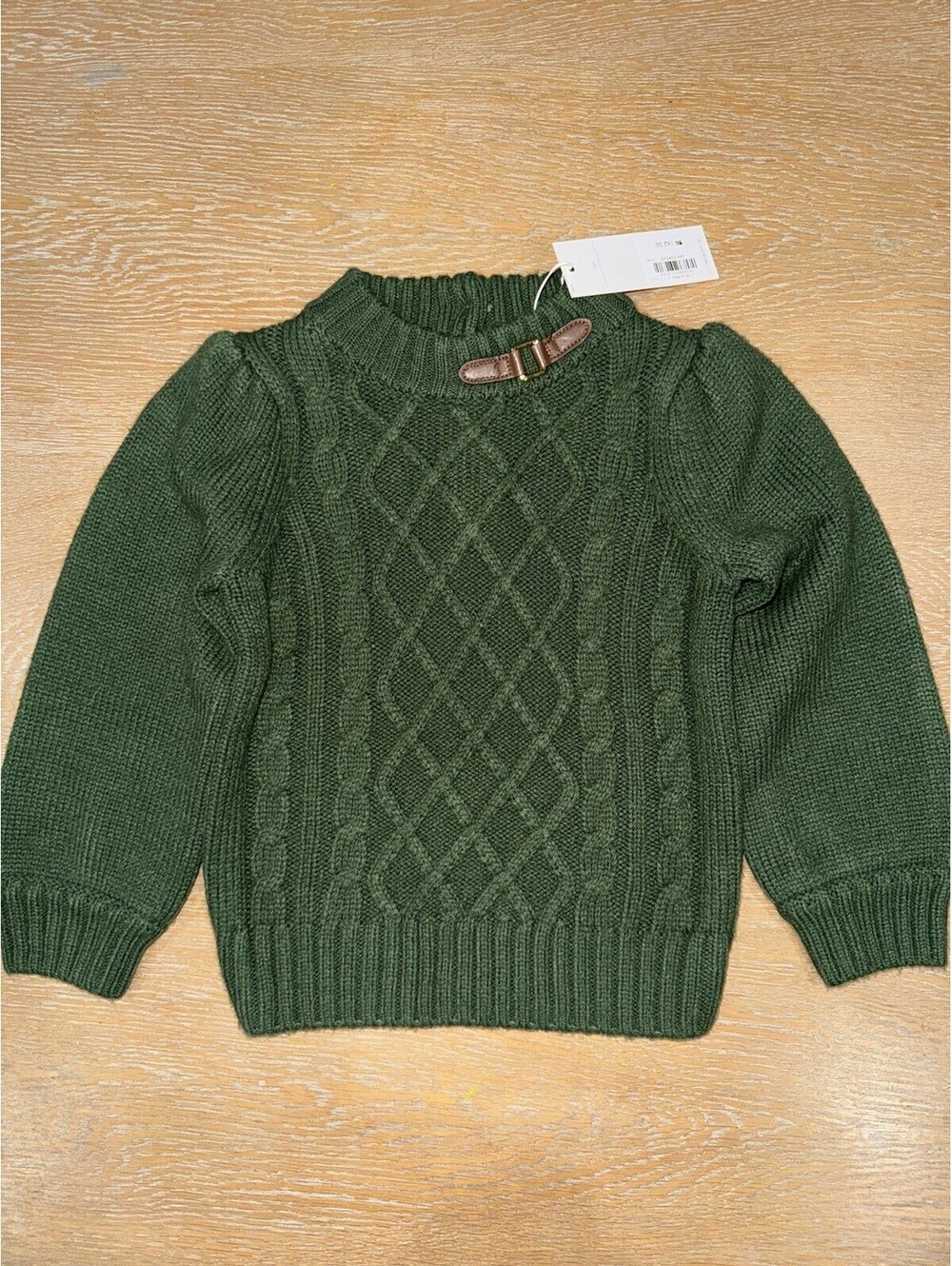 Janie and Jack The Equestrian Cable Sweater Girls SIZE 2T Green NWT Western
